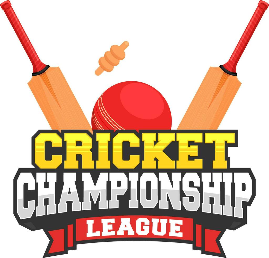 cricket mästerskap liga med boll, fladdermöss och grind stubbe. vektor