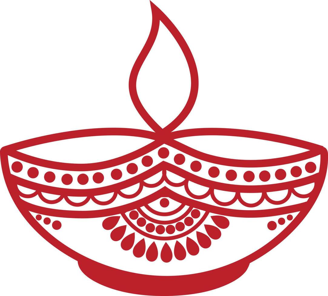 Illustration von rot Blumen- Öl Lampe oder Diya Design. vektor