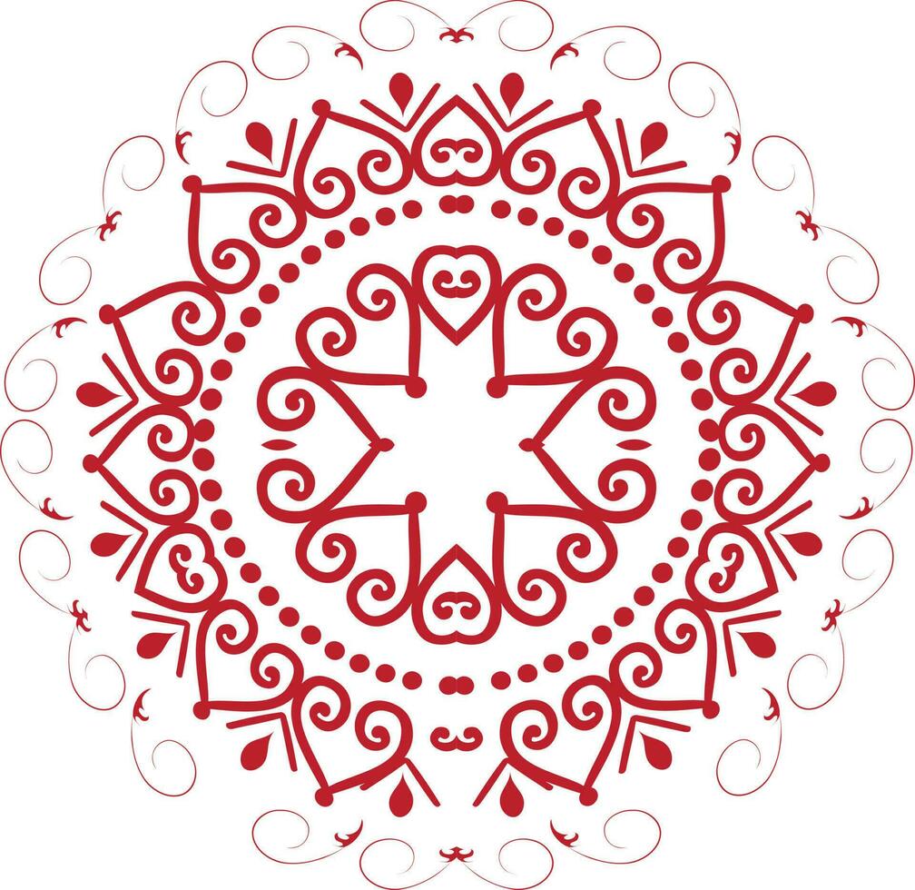 illustration av röd blommig mandala. vektor