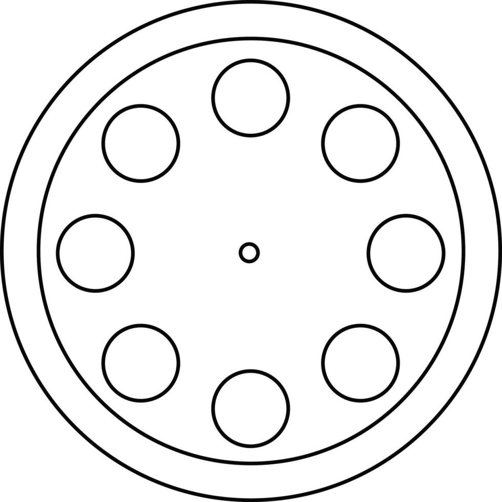 svart linje konst illustration av en runda filma rulle. vektor