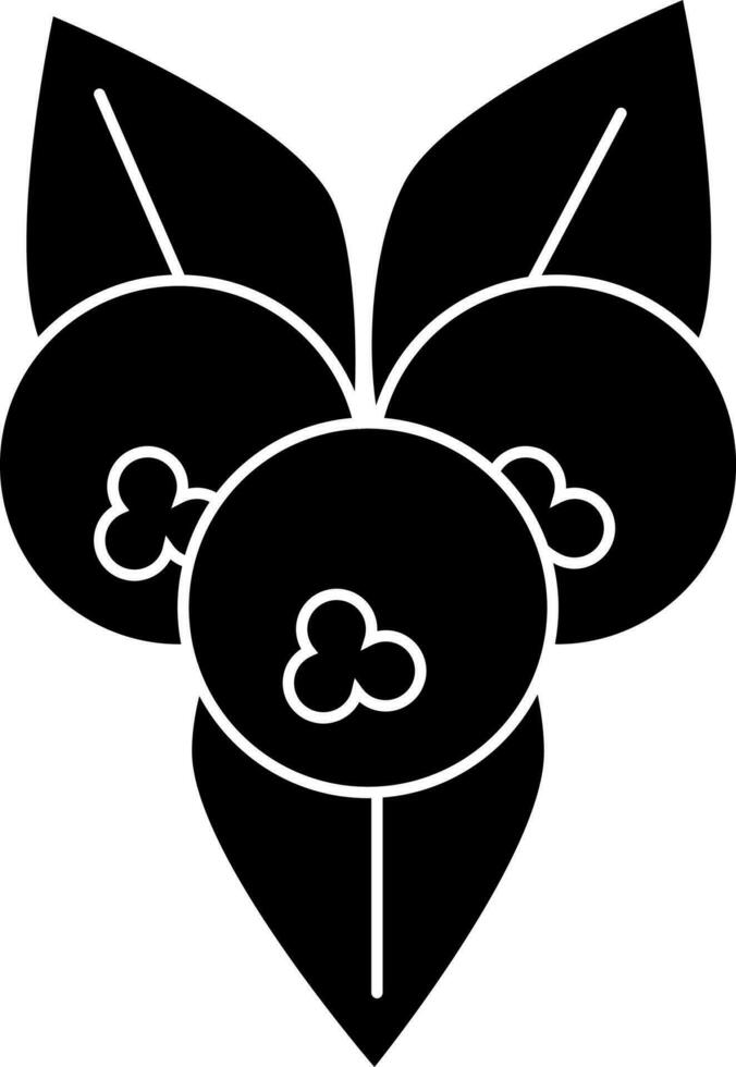 platt stil bär med löv ikon i svart och vit Färg. vektor
