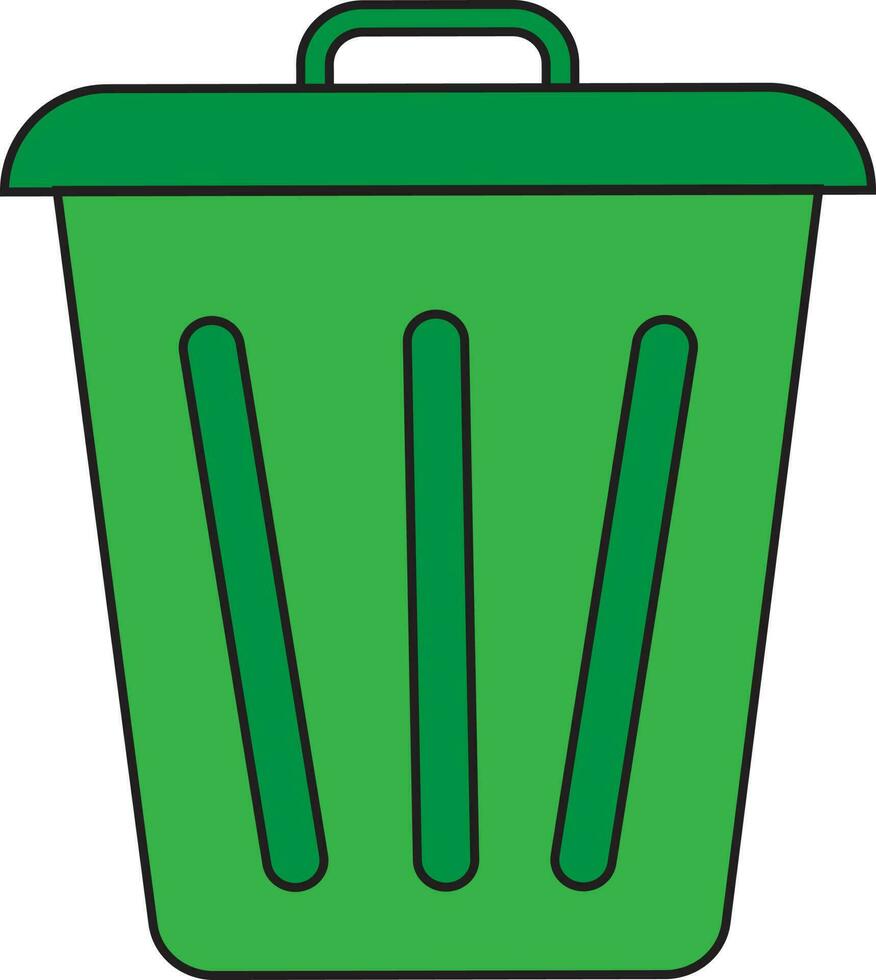 isoliert Grün Mülltonne Symbol im eben Stil. vektor