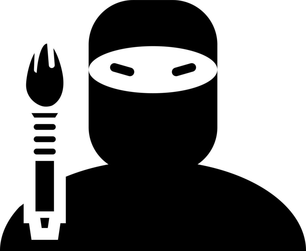 Vektor Illustration von Ninja Karikatur Symbol im Glyphe Stil.