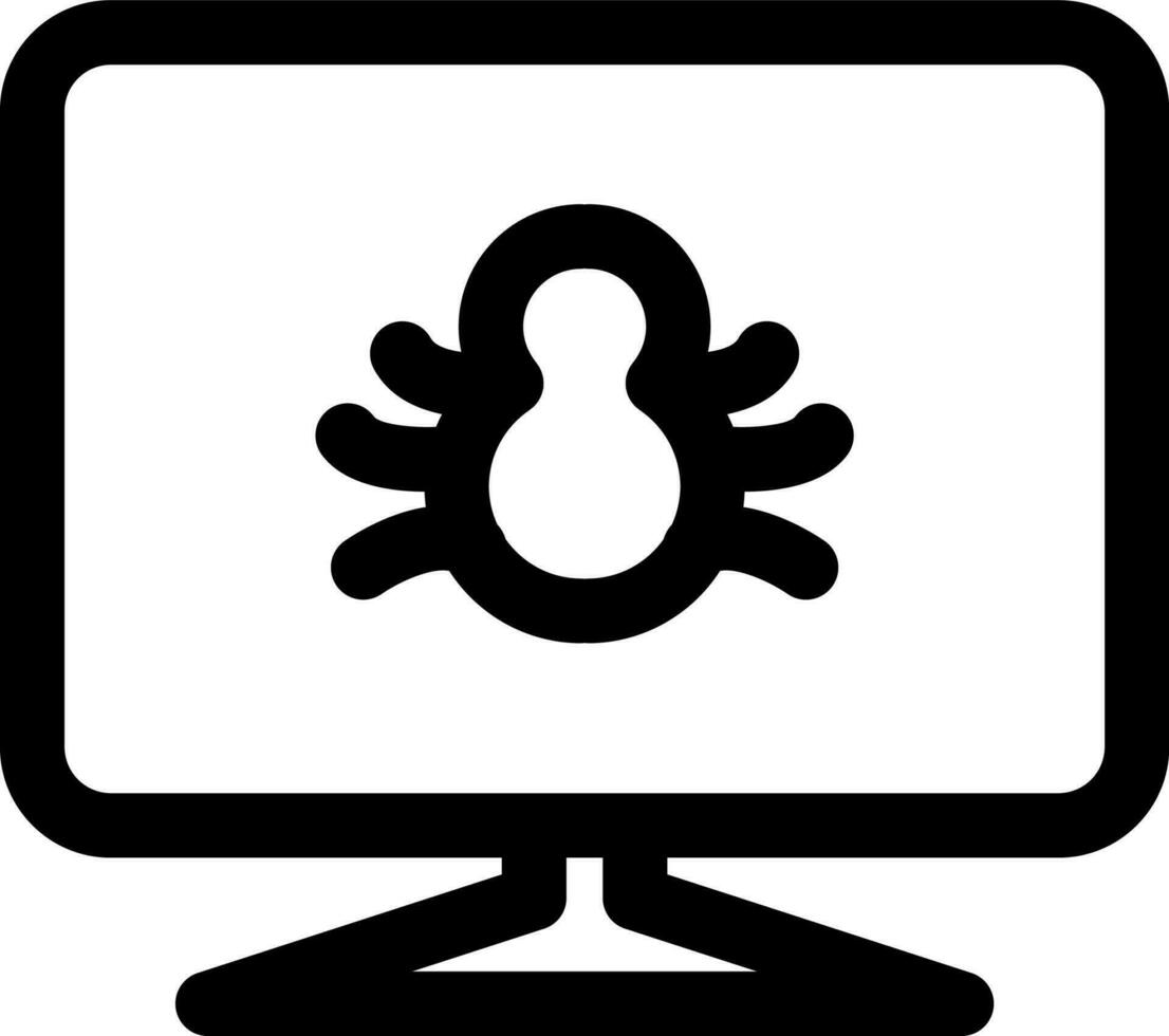 dator virus ikon i tunn linje konst. vektor