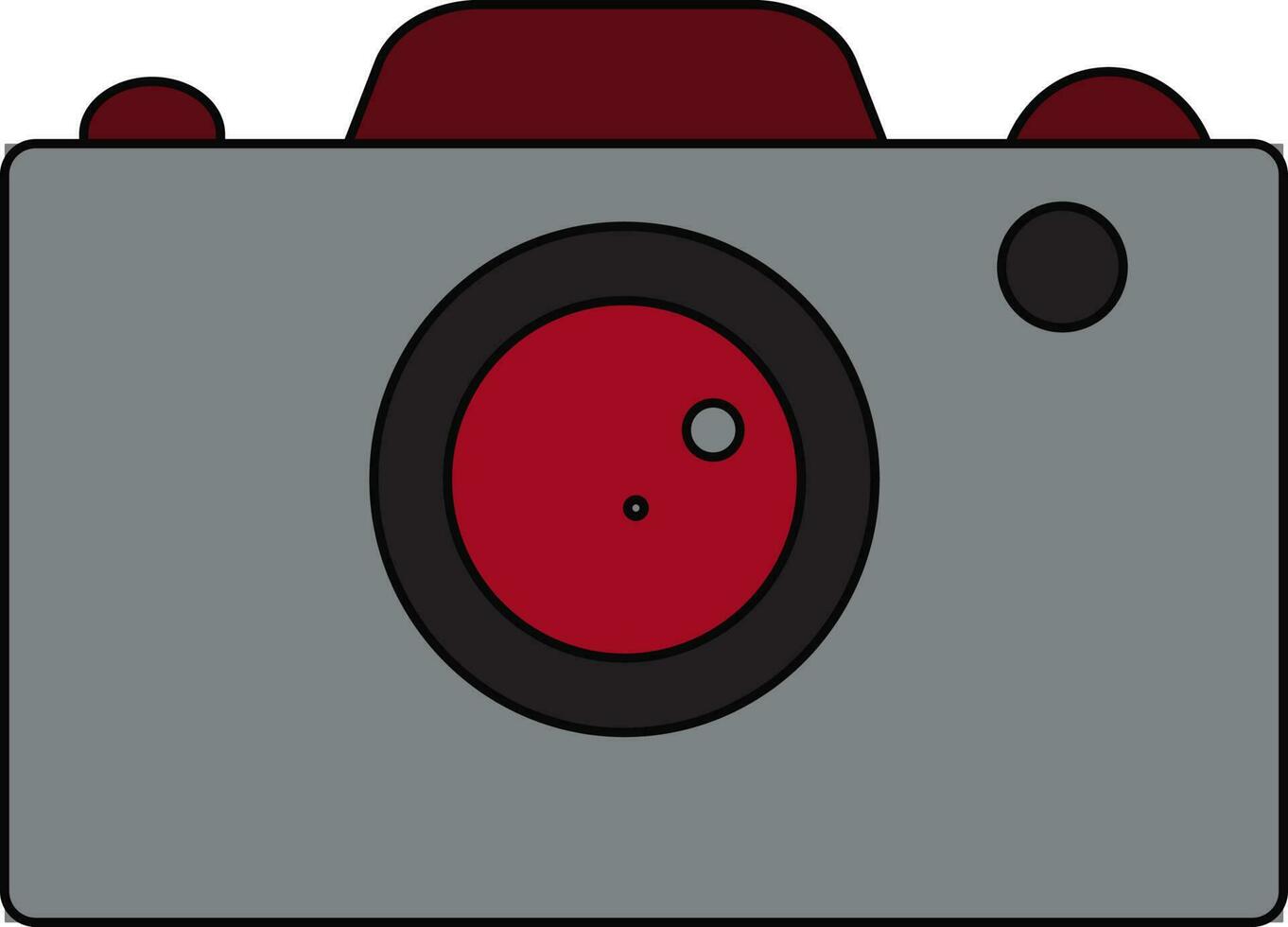 schwarz Linie Kunst Illustration von ein grau und rot Kamera. vektor