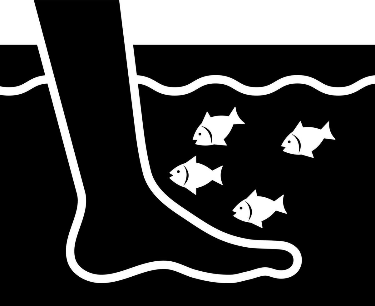 fisk spa fötter pedikyr hud vård behandling platt ikon. vektor