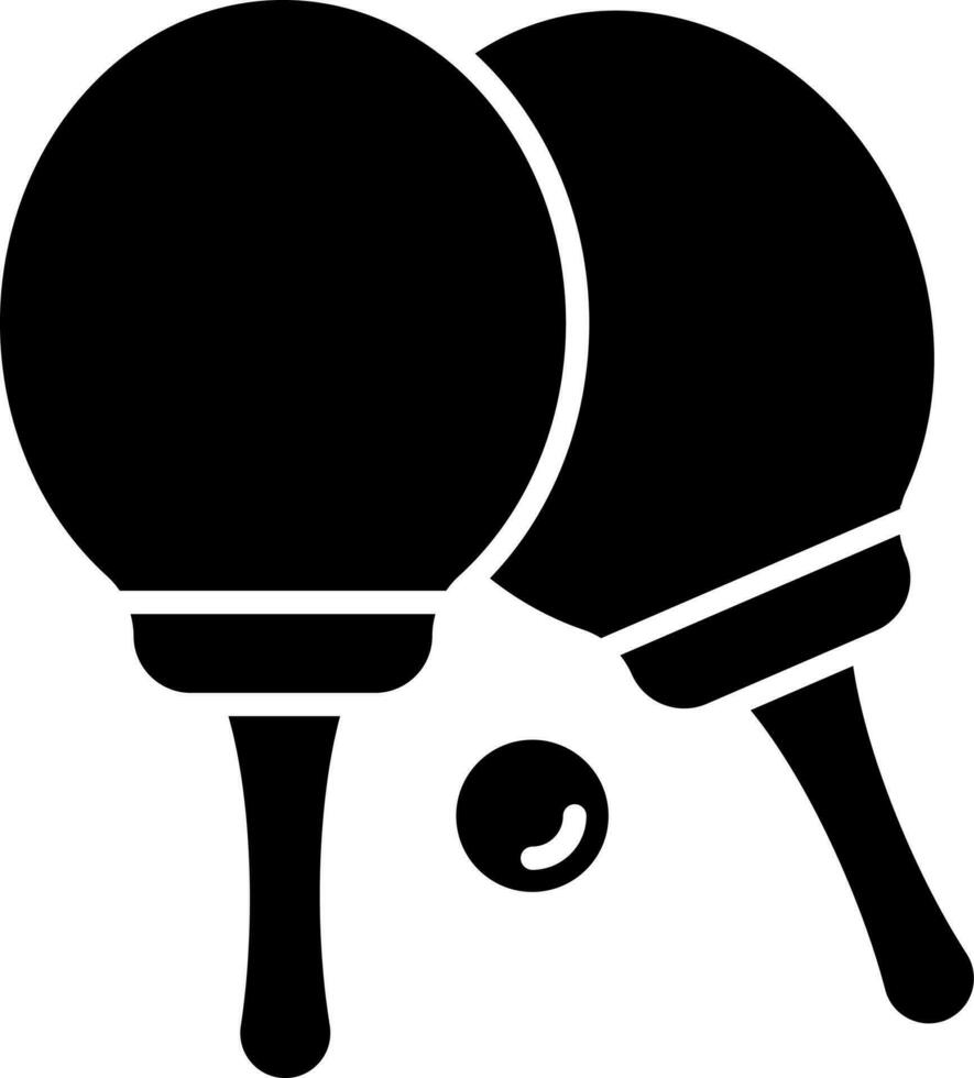 schwarz Tennis Schläger mit Ball im eben Stil. vektor