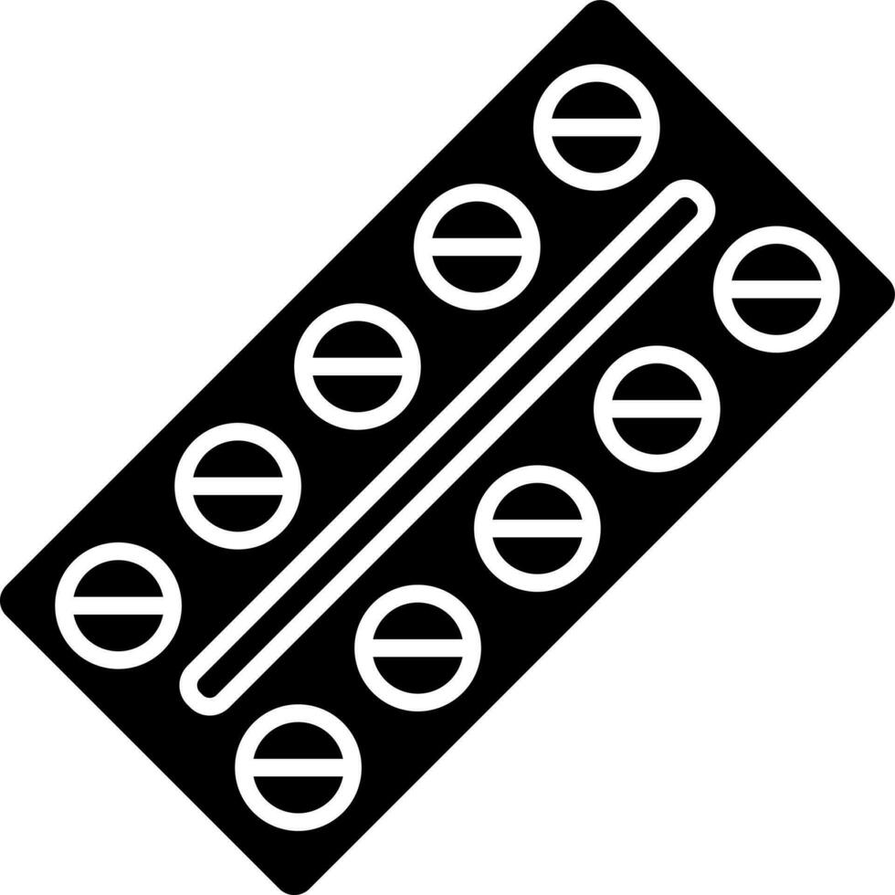 svart och vit illustration av piller paket ikon. vektor