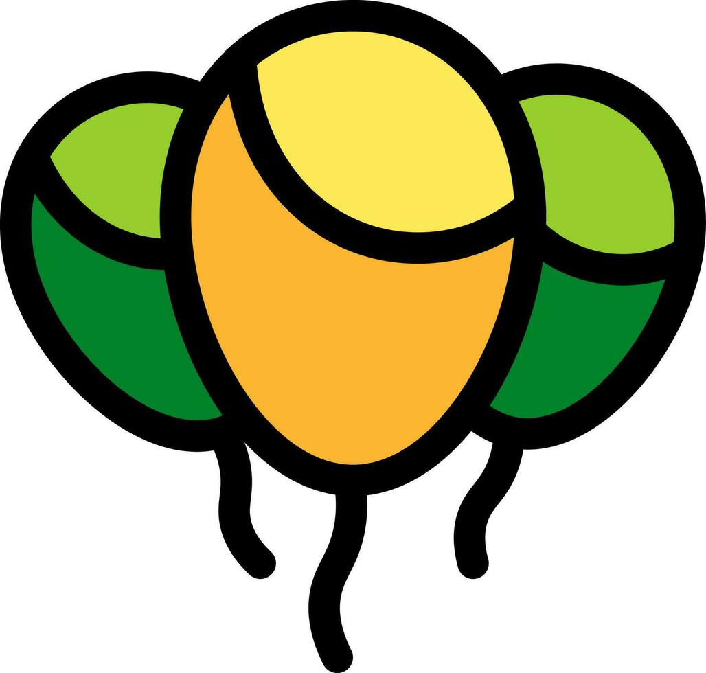 Illustration von Luftballons Symbol im Gelb und Grün Farbe. vektor