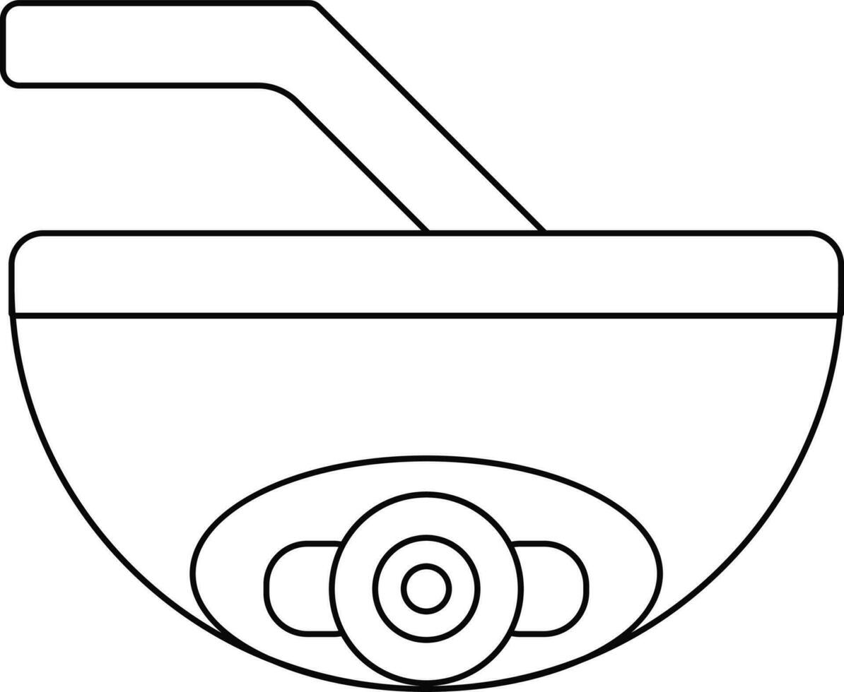 Illustration von ein cctv Kamera im schwarz Linie Kunst. vektor