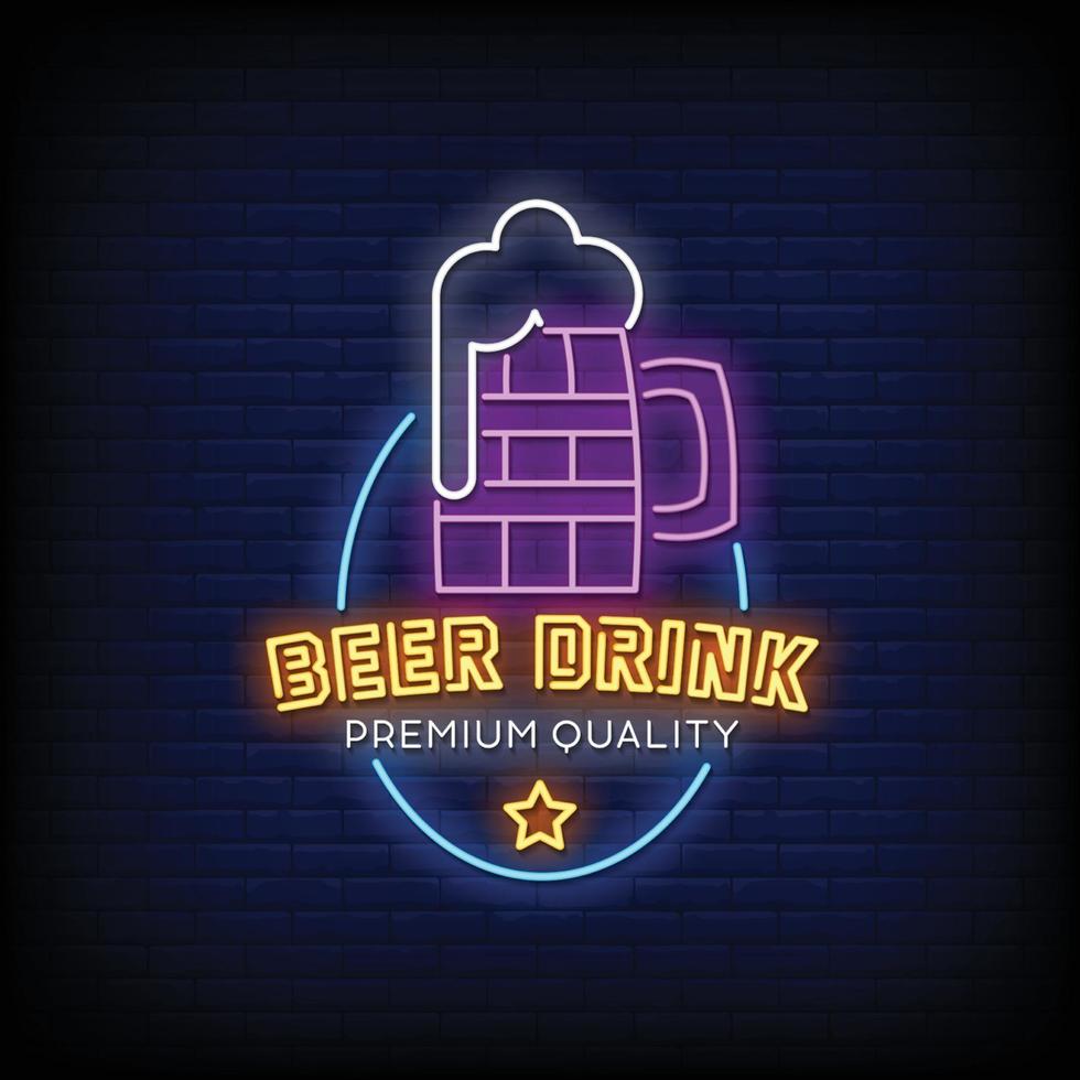 öl drink neon skyltar stil text vektor