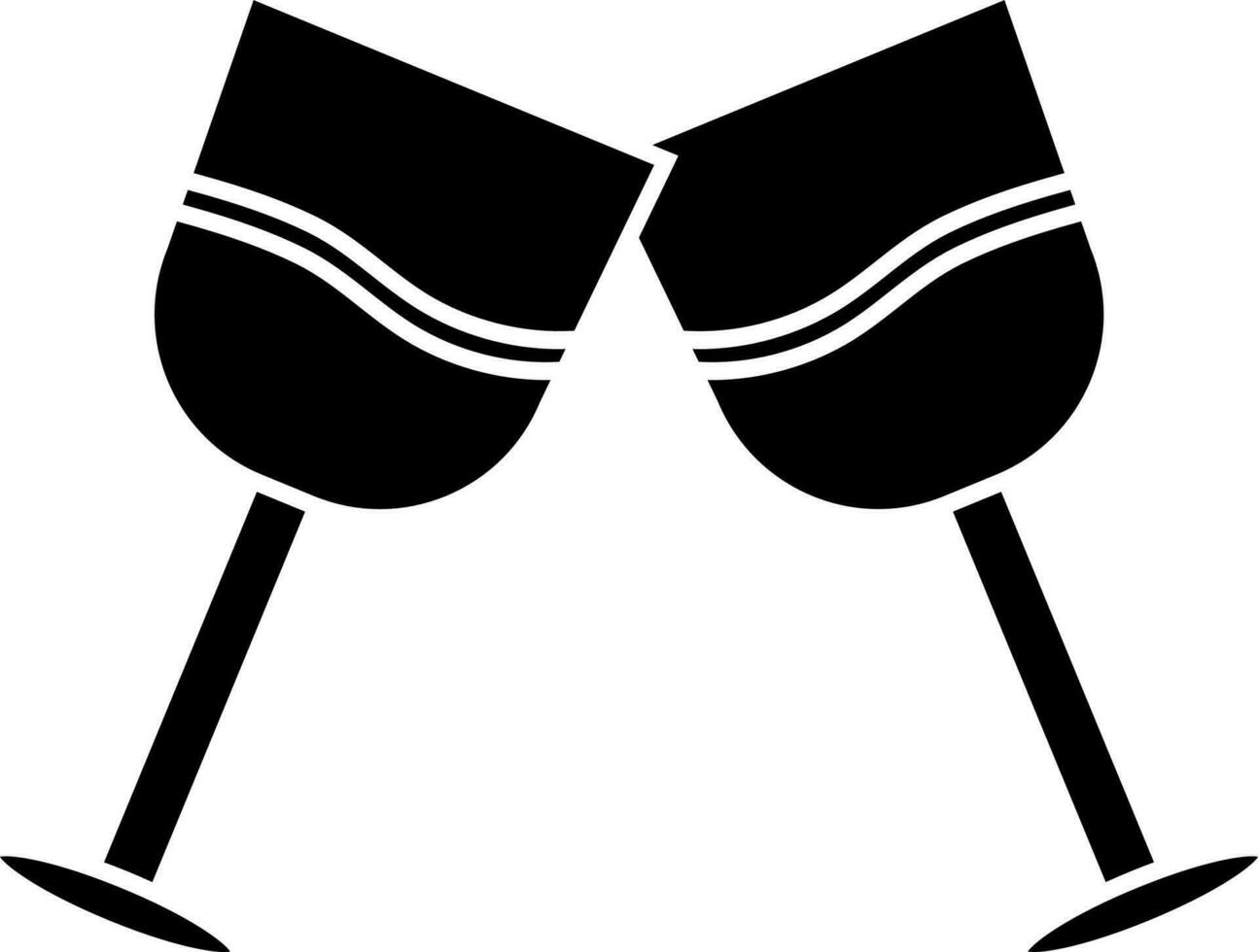 schwarz Wein Brille Symbol zum Feier Konzept. vektor