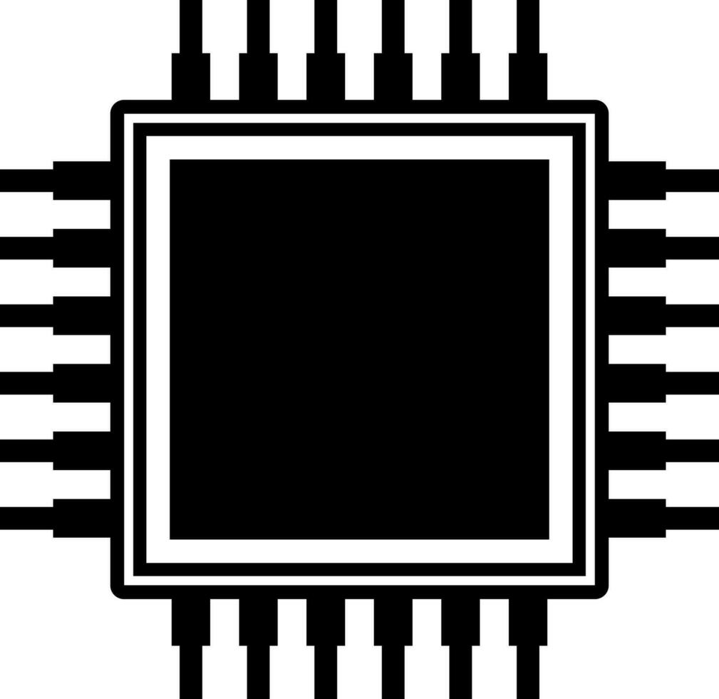 svart och vit ai processor chip ikon i platt stil. vektor