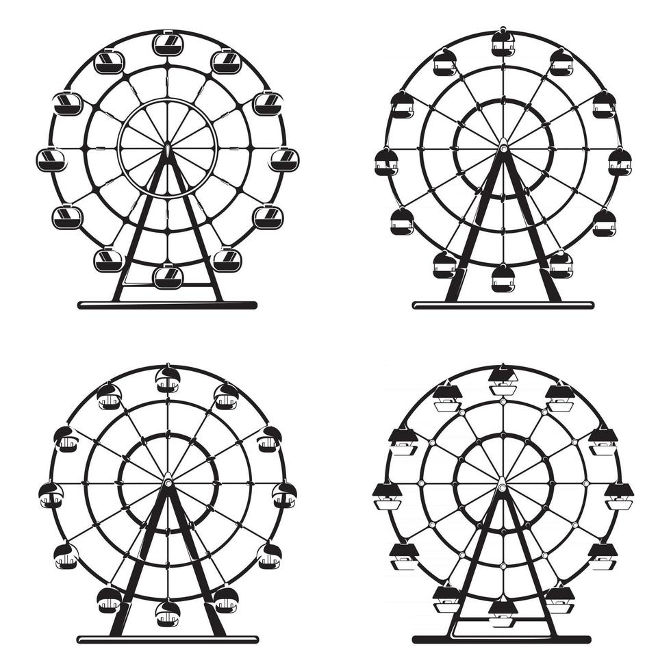 Satz Riesenräder im monochromen Stil vektor