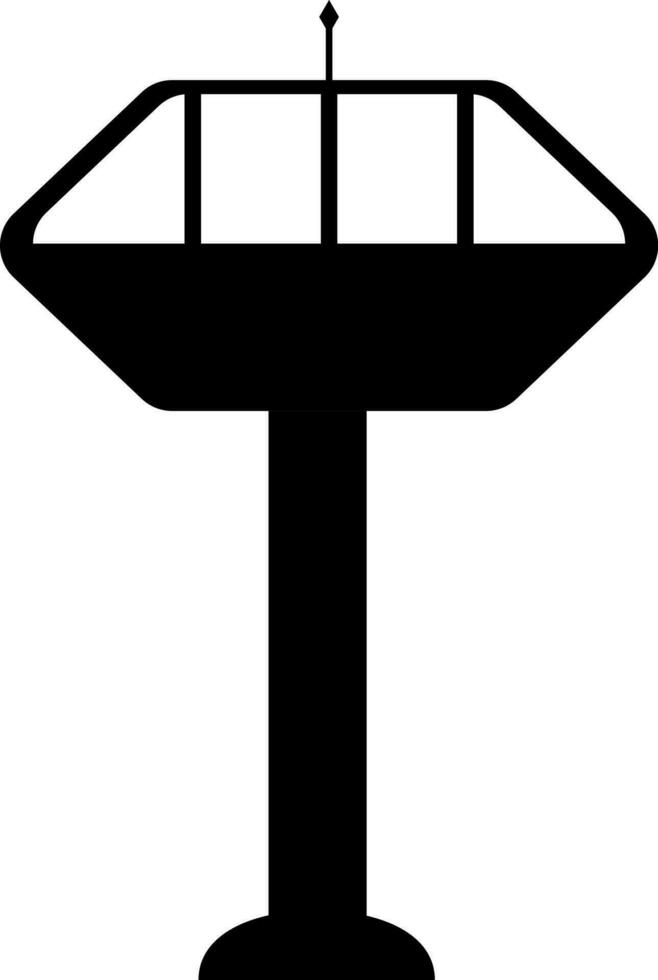 svart och vit flyg kontrollant torn ikon i platt stil. vektor