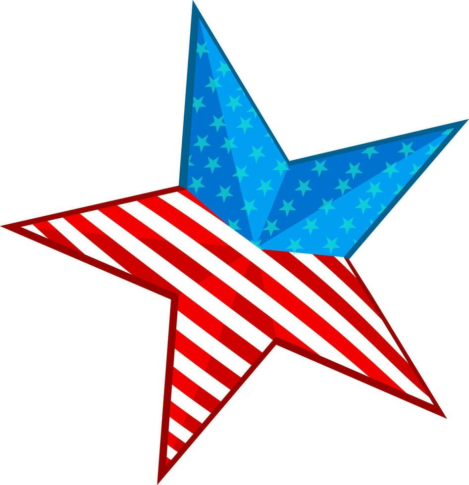 glänzend Star im amerikanisch Flagge Farben. vektor