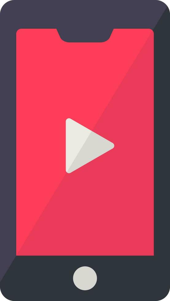 spela knapp på smartphone skärm ikon röd och svart Färg. vektor