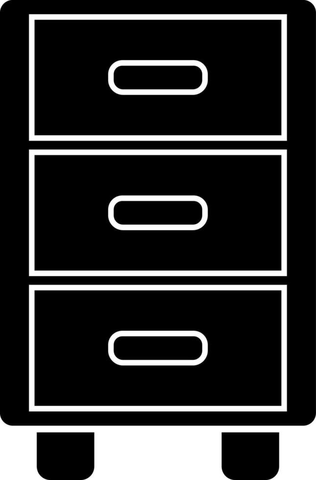 eben Stil Schublade Symbol im schwarz und Weiß Farbe. vektor