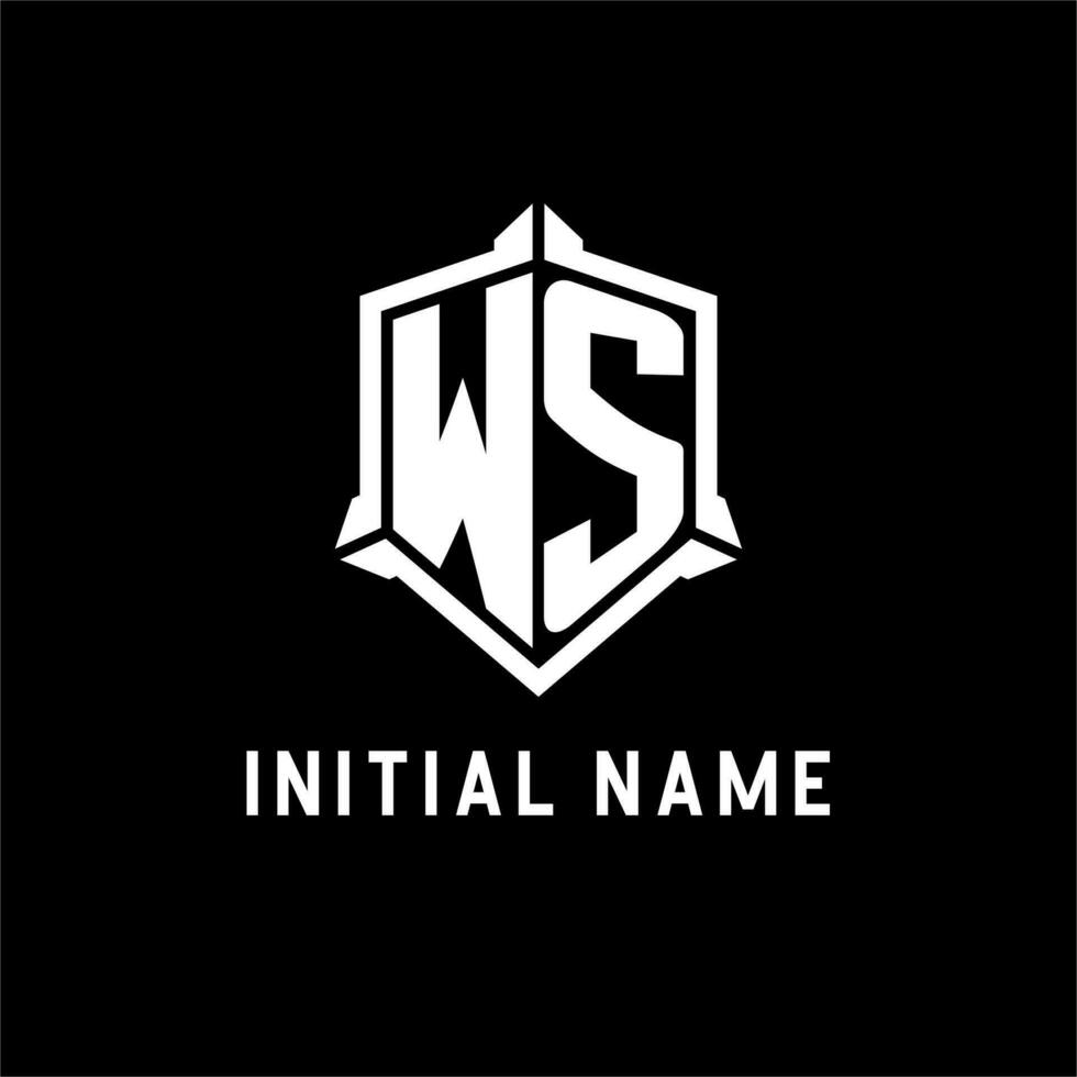 ws Logo Initiale mit Schild gestalten Design Stil vektor