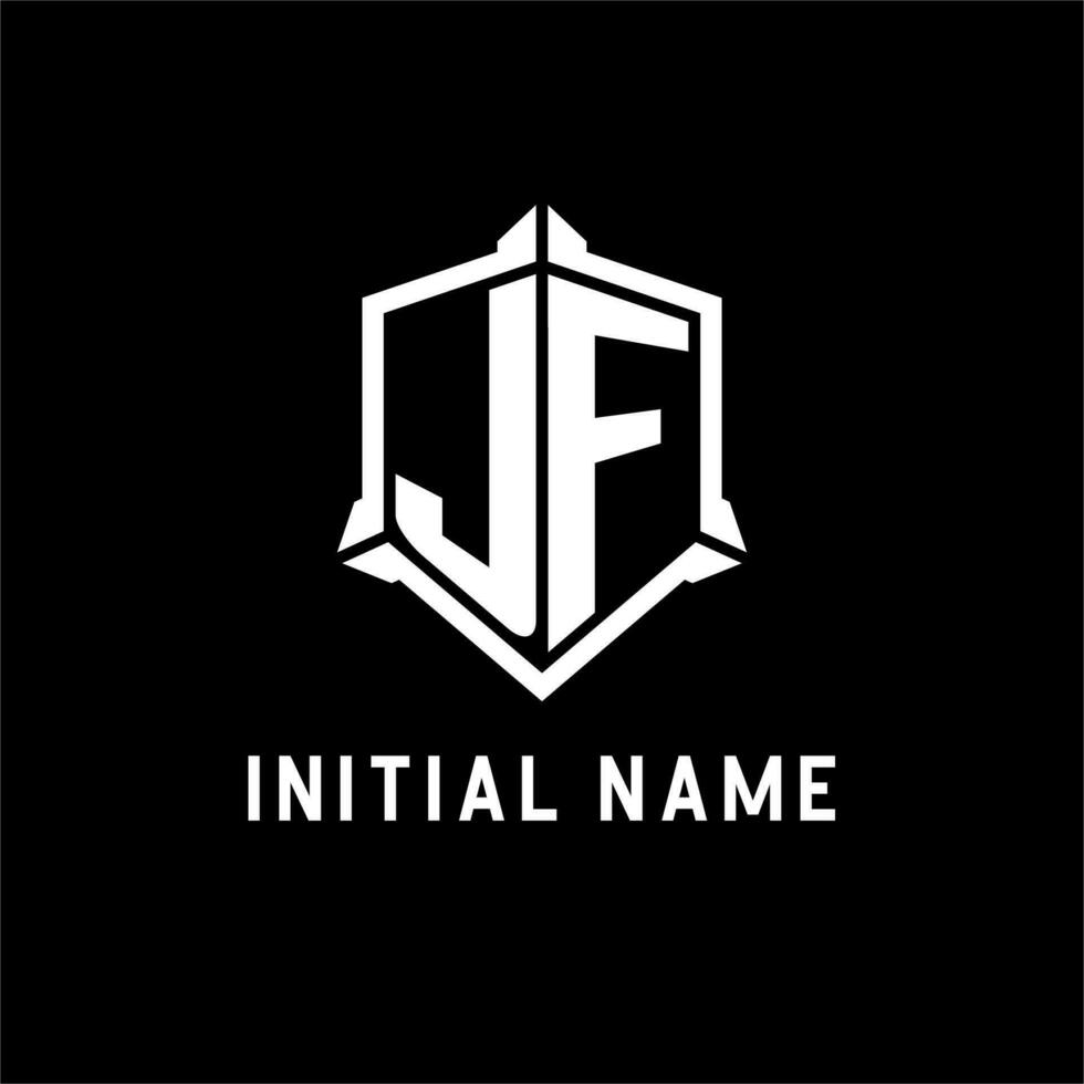 jf Logo Initiale mit Schild gestalten Design Stil vektor