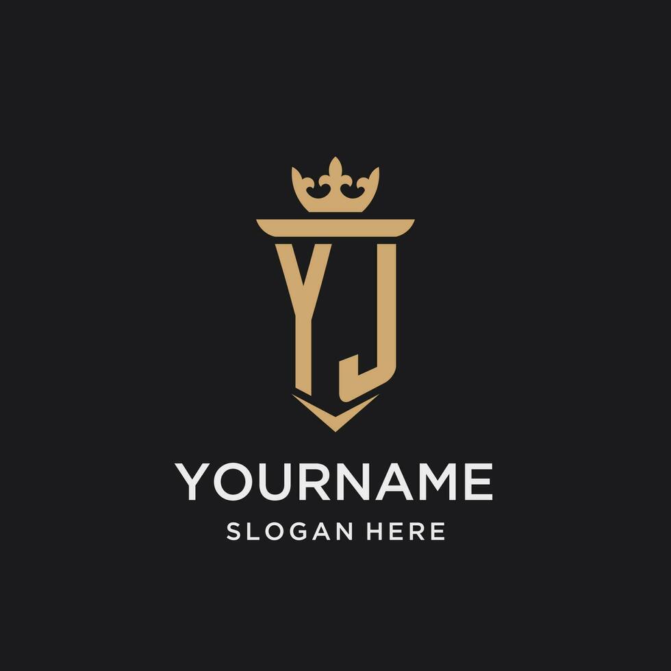 yja Monogramm mit mittelalterlich Stil, Luxus und elegant Initiale Logo Design vektor