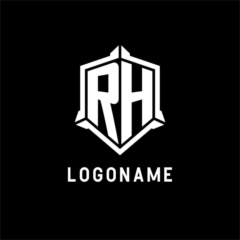 rh Logo Initiale mit Schild gestalten Design Stil vektor