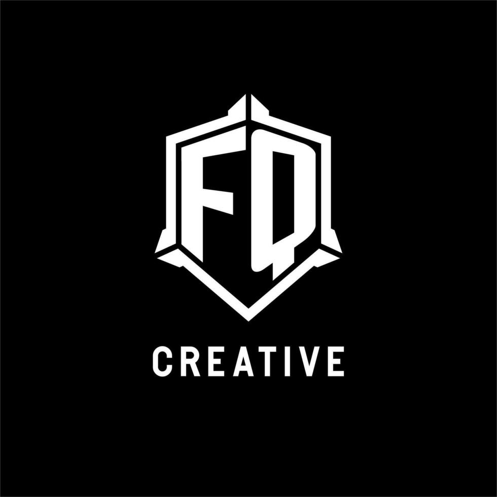 fq logotyp första med skydda form design stil vektor