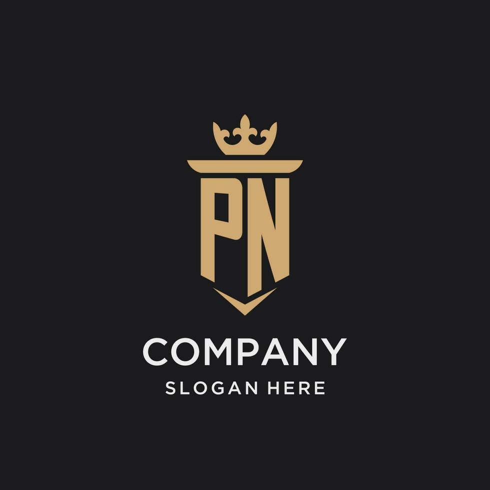 pn Monogramm mit mittelalterlich Stil, Luxus und elegant Initiale Logo Design vektor