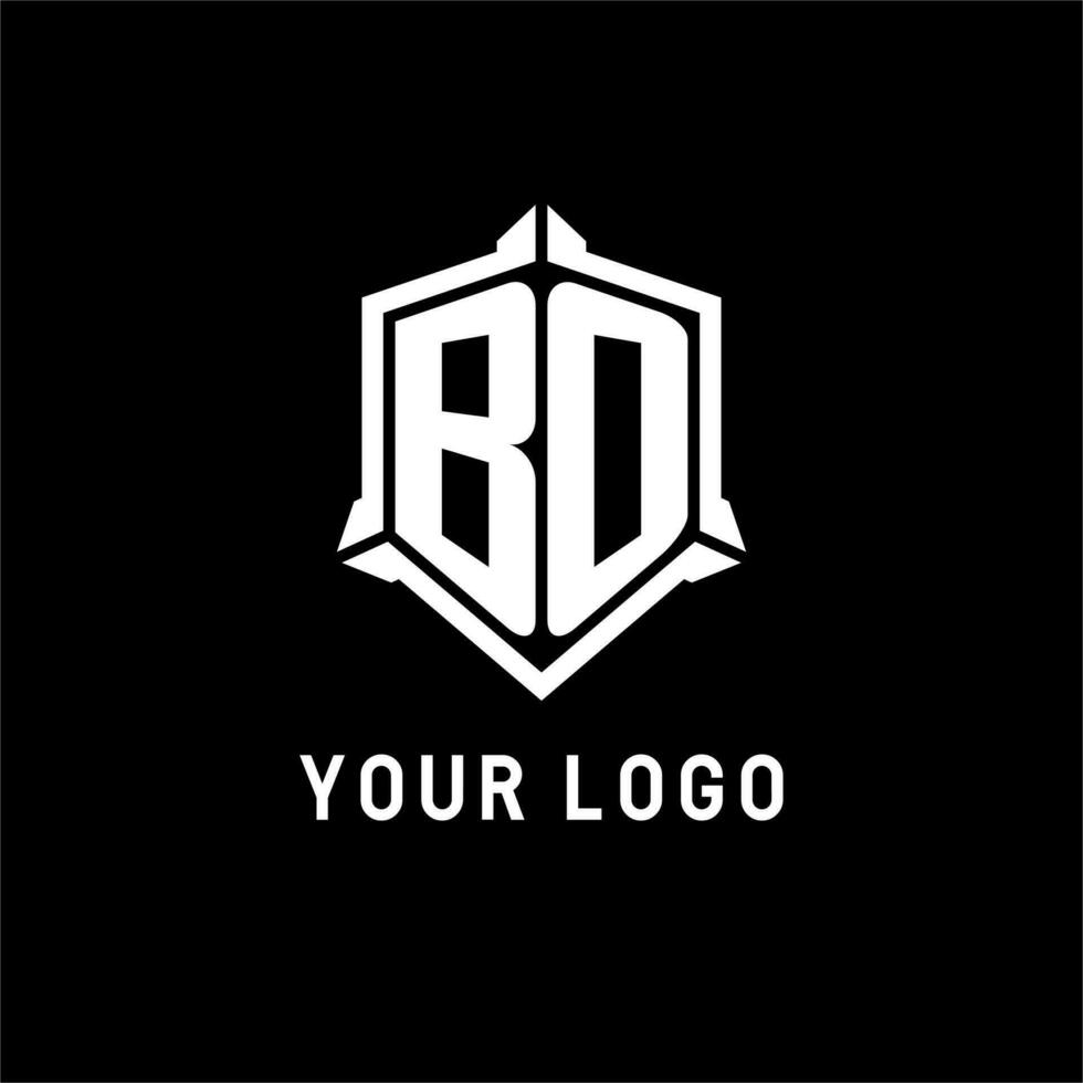 bo logotyp första med skydda form design stil vektor