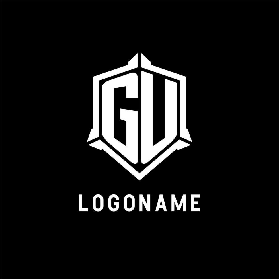 gu Logo Initiale mit Schild gestalten Design Stil vektor