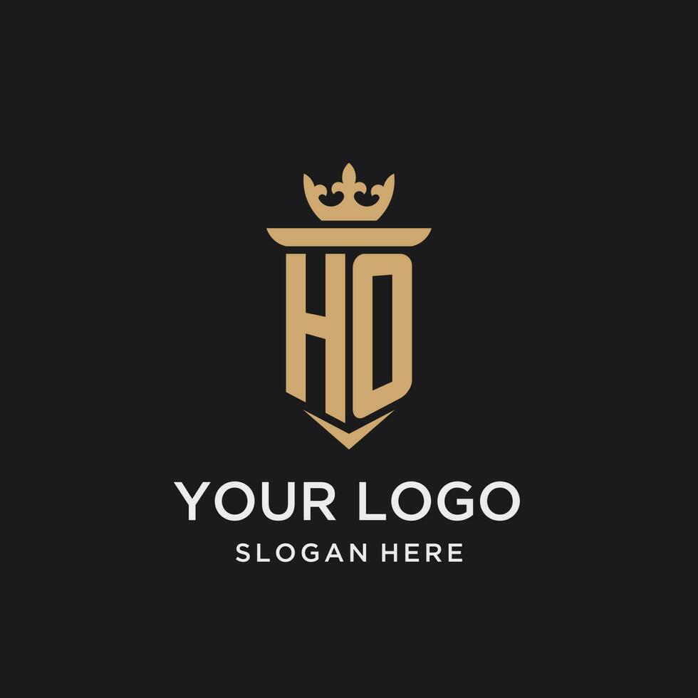 ho monogram med medeltida stil, lyx och elegant första logotyp design vektor