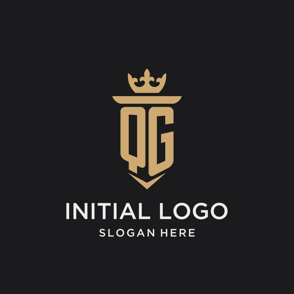 qg monogram med medeltida stil, lyx och elegant första logotyp design vektor