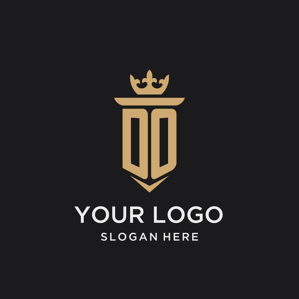 do monogram med medeltida stil, lyx och elegant första logotyp design vektor