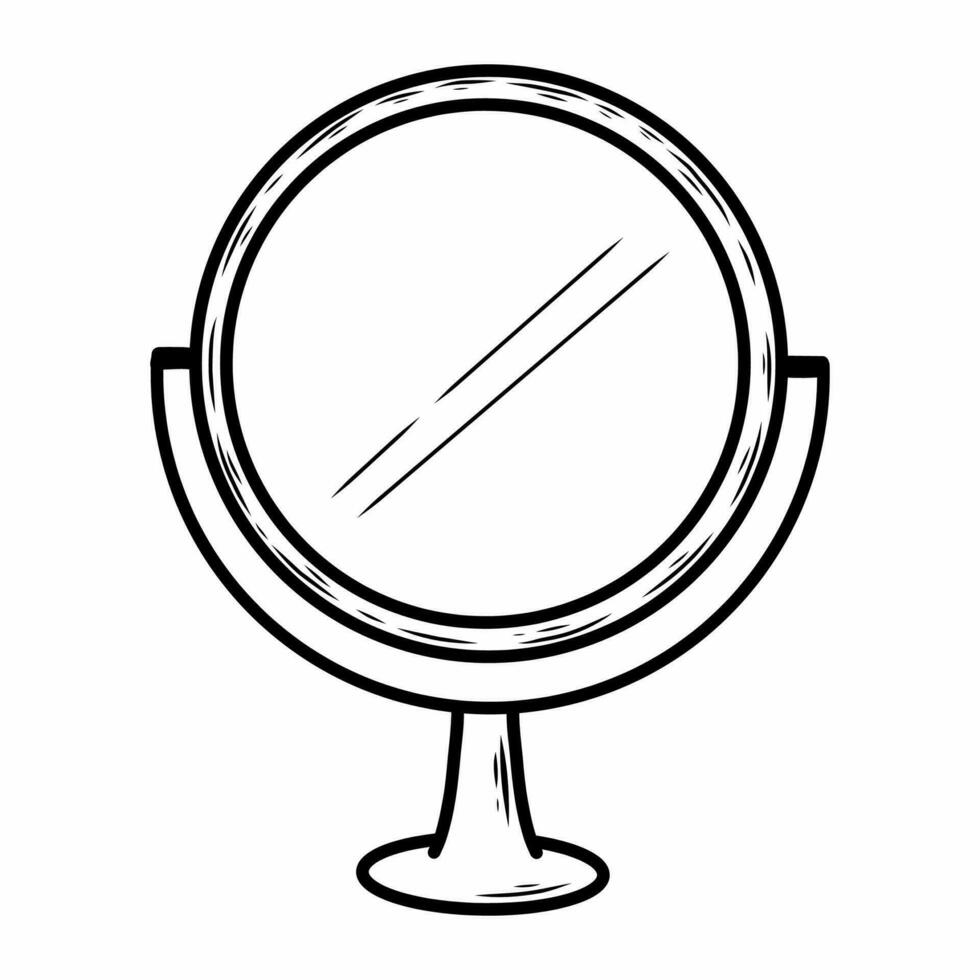 Gekritzel Stil Tabelle Spiegel. Vektor Hand gezeichnet Symbol.