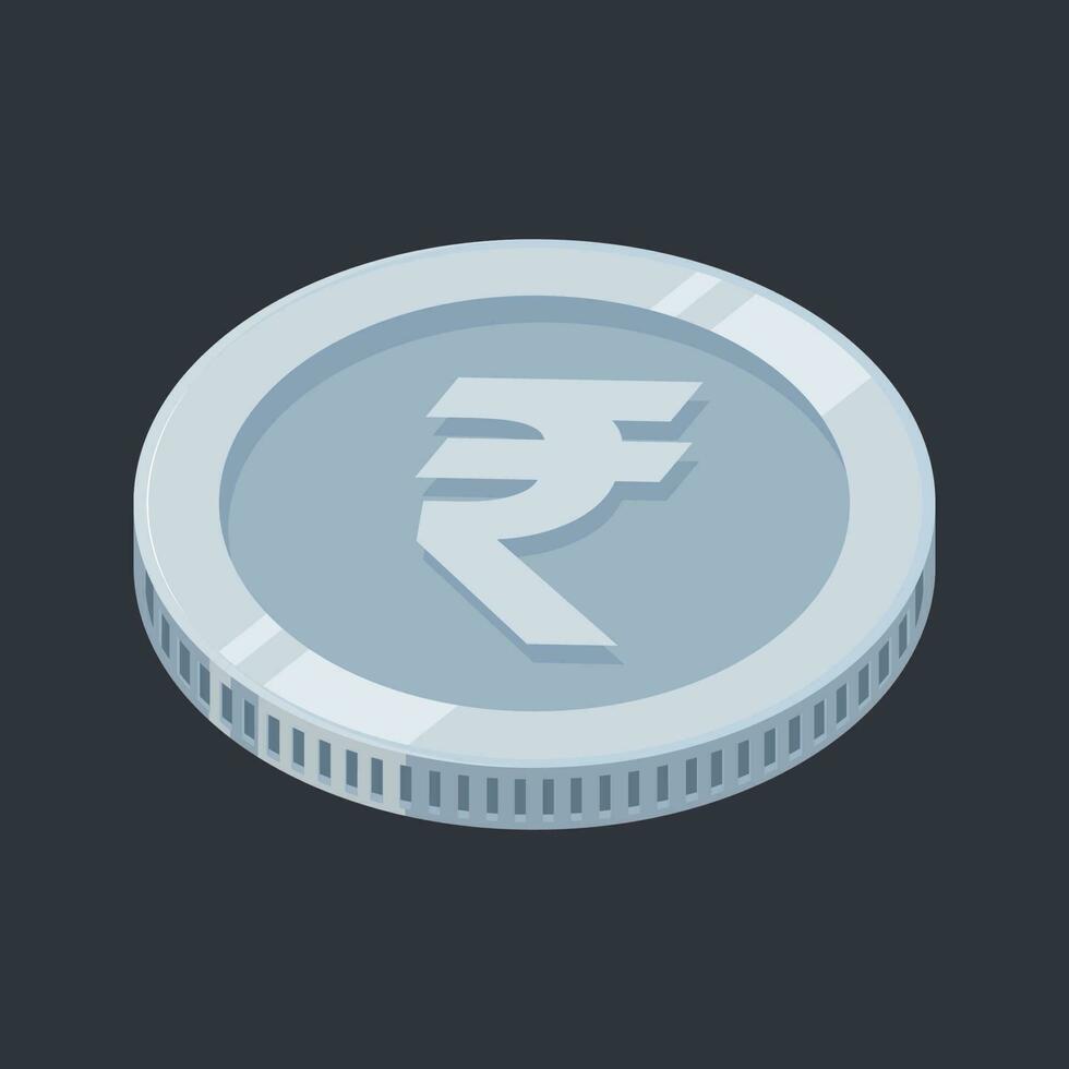rupee silver- mynt Indien pengar tenn vektor