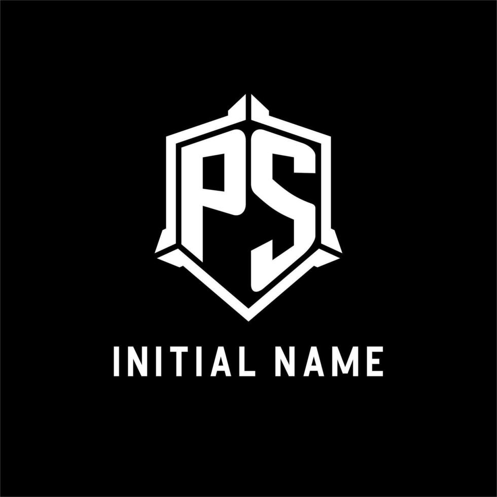 ps Logo Initiale mit Schild gestalten Design Stil vektor
