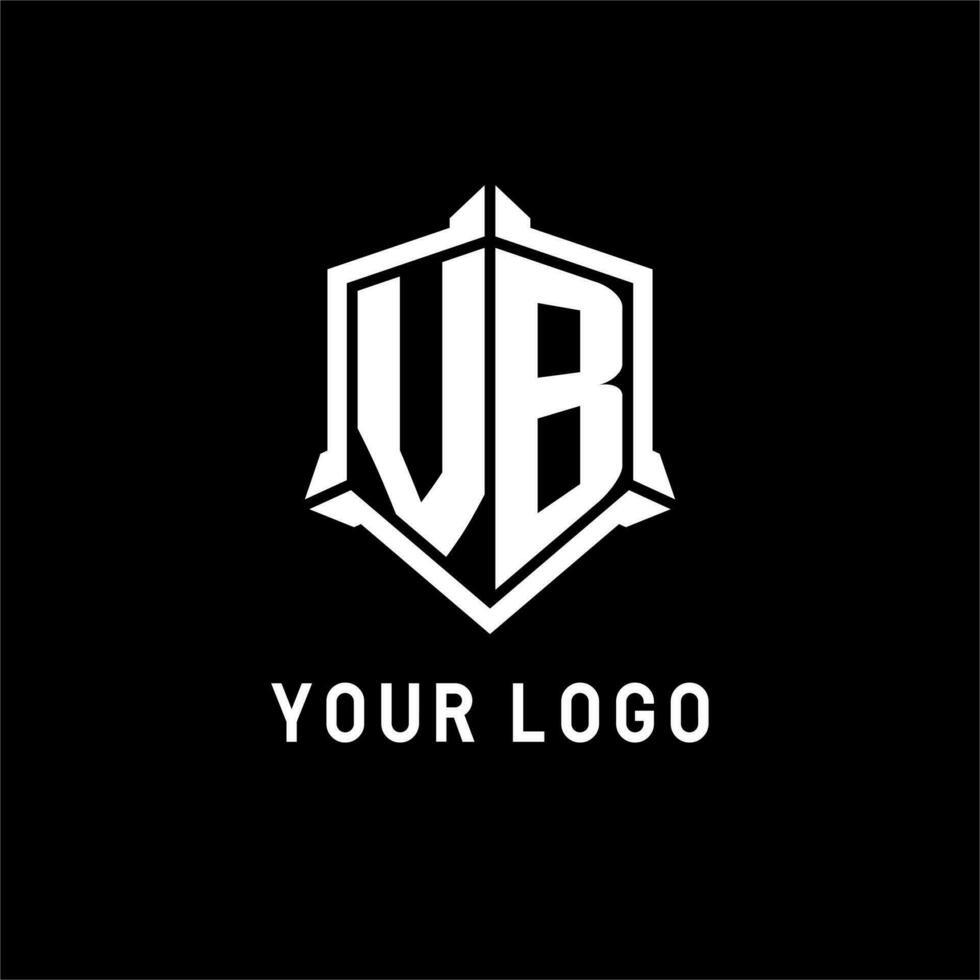 vb logotyp första med skydda form design stil vektor