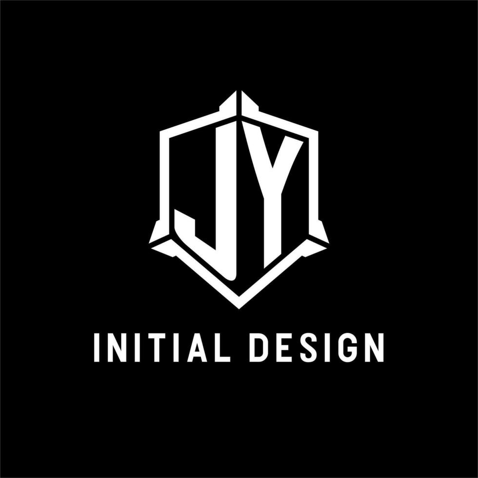 jy Logo Initiale mit Schild gestalten Design Stil vektor