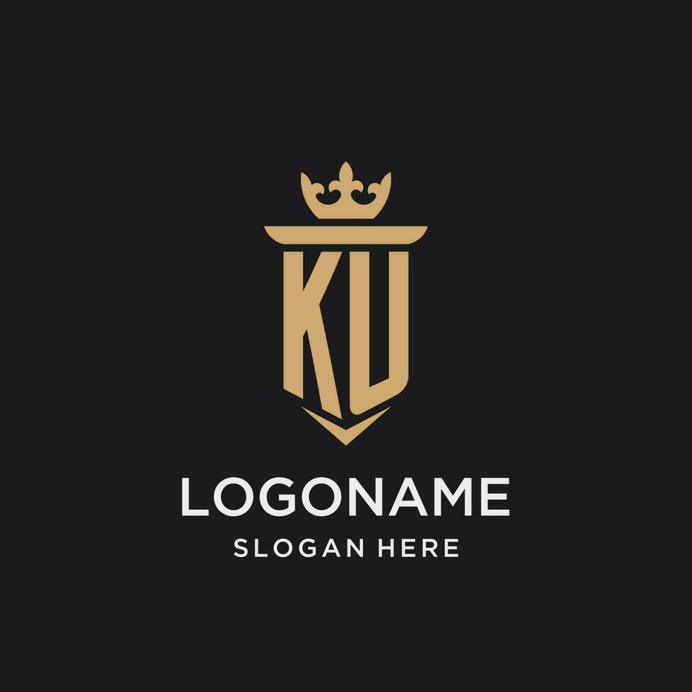 ku Monogramm mit mittelalterlich Stil, Luxus und elegant Initiale Logo Design vektor