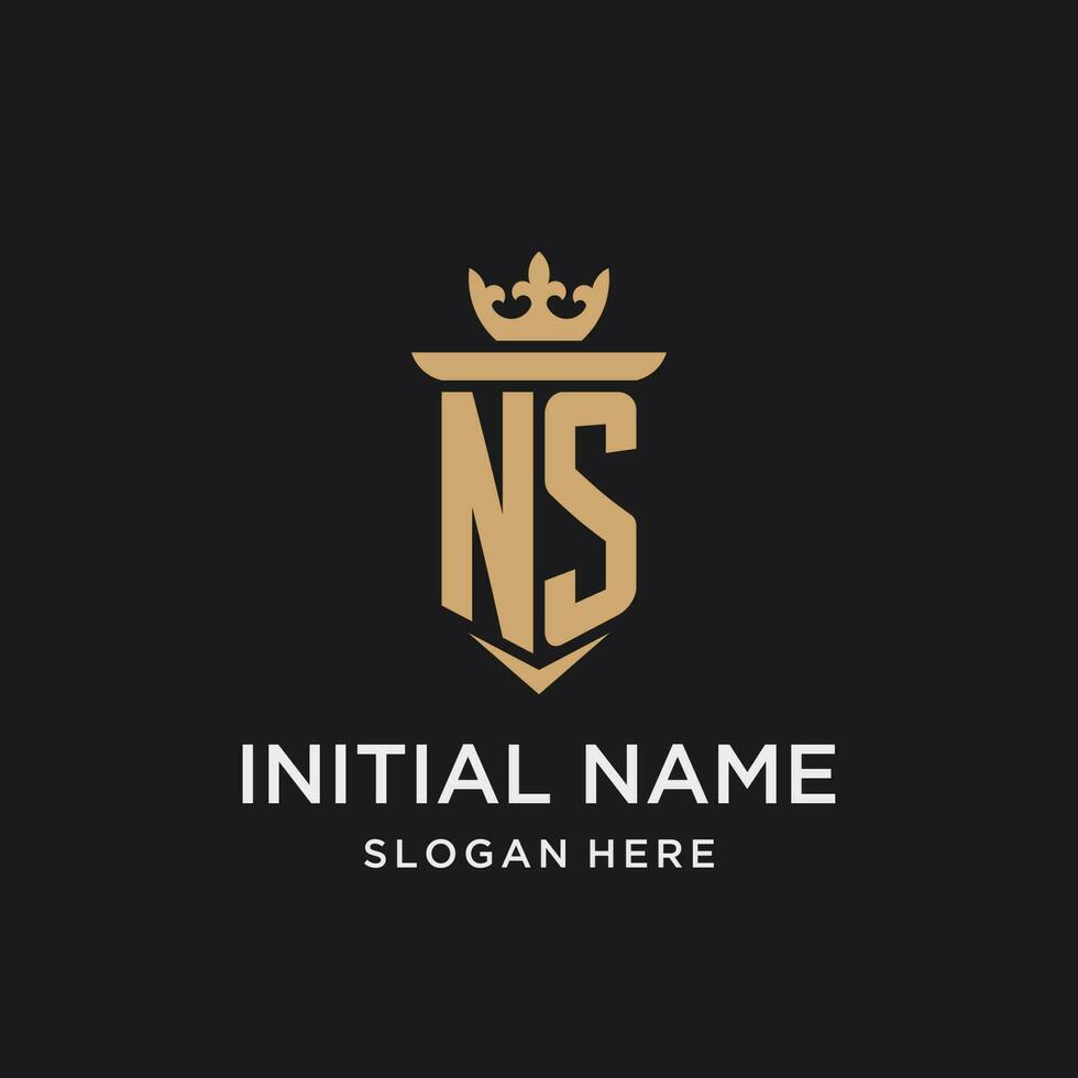 ns monogram med medeltida stil, lyx och elegant första logotyp design vektor