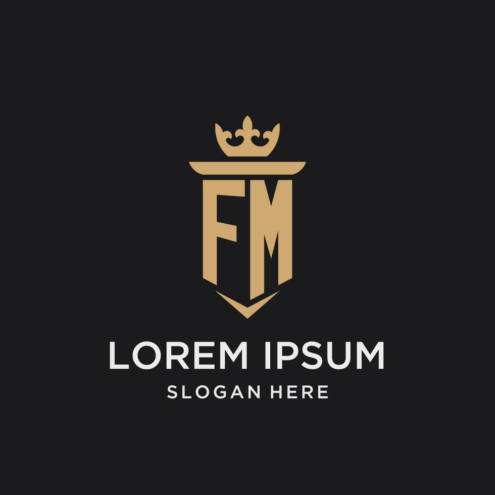 fm Monogramm mit mittelalterlich Stil, Luxus und elegant Initiale Logo Design vektor