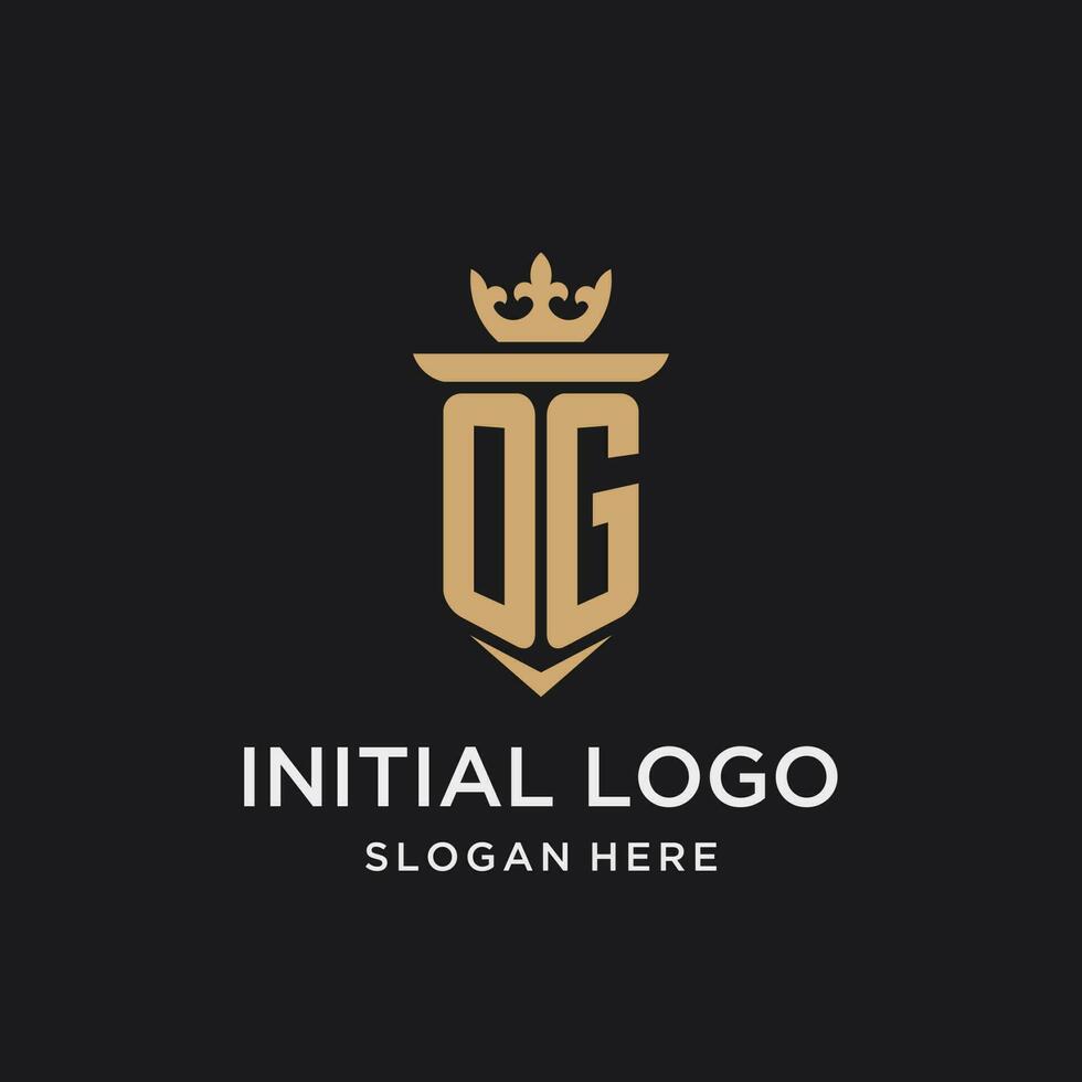 og monogram med medeltida stil, lyx och elegant första logotyp design vektor