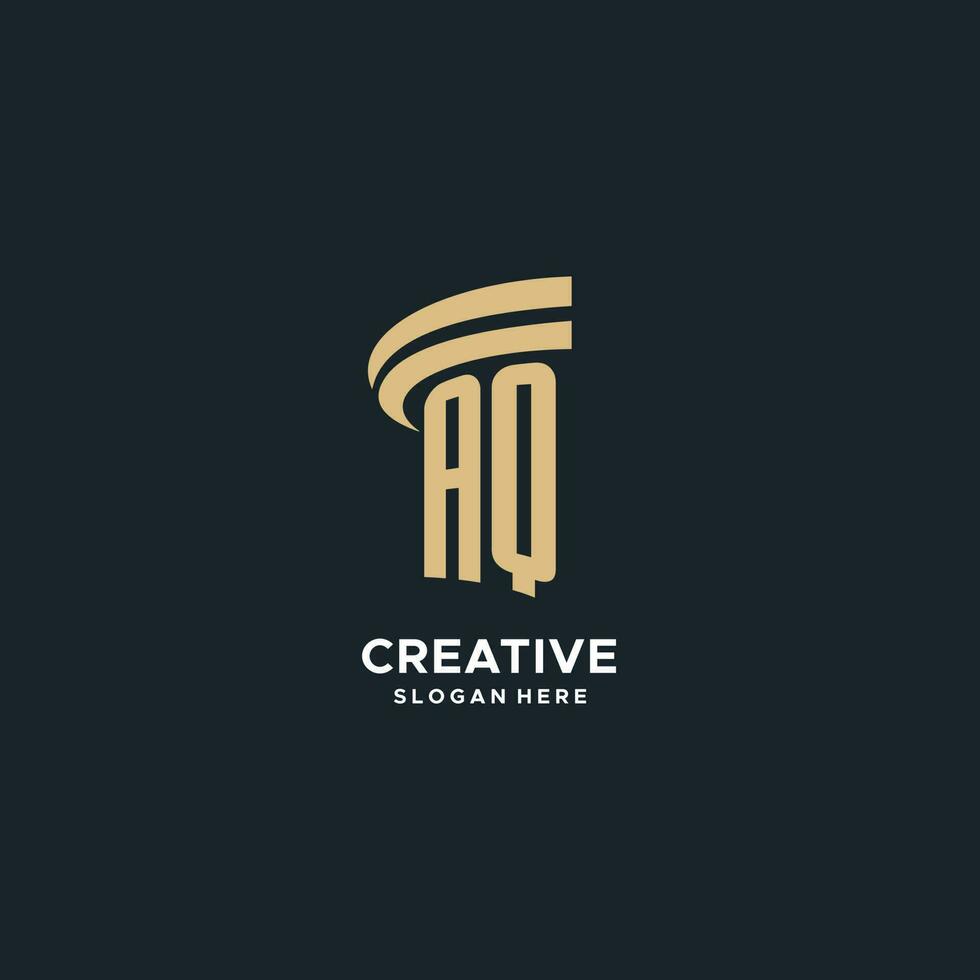 aq Monogramm mit Säule Symbol Design, Luxus und modern legal Logo Design Ideen vektor