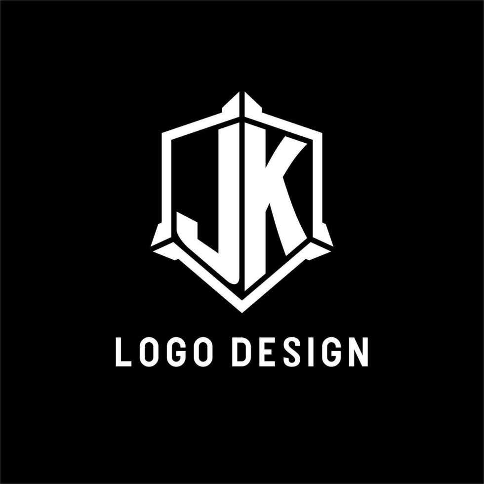 jk Logo Initiale mit Schild gestalten Design Stil vektor