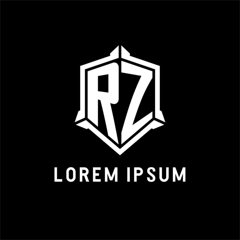 rz logotyp första med skydda form design stil vektor