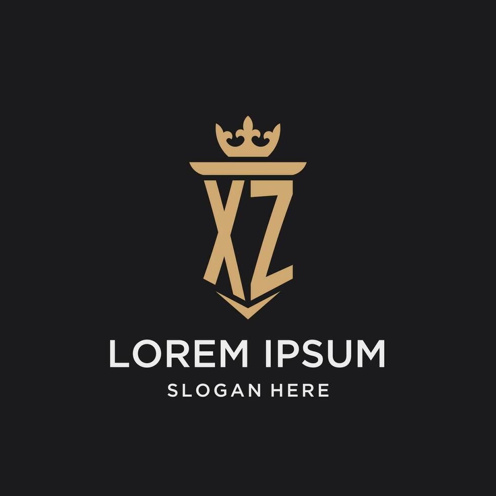 xz monogram med medeltida stil, lyx och elegant första logotyp design vektor