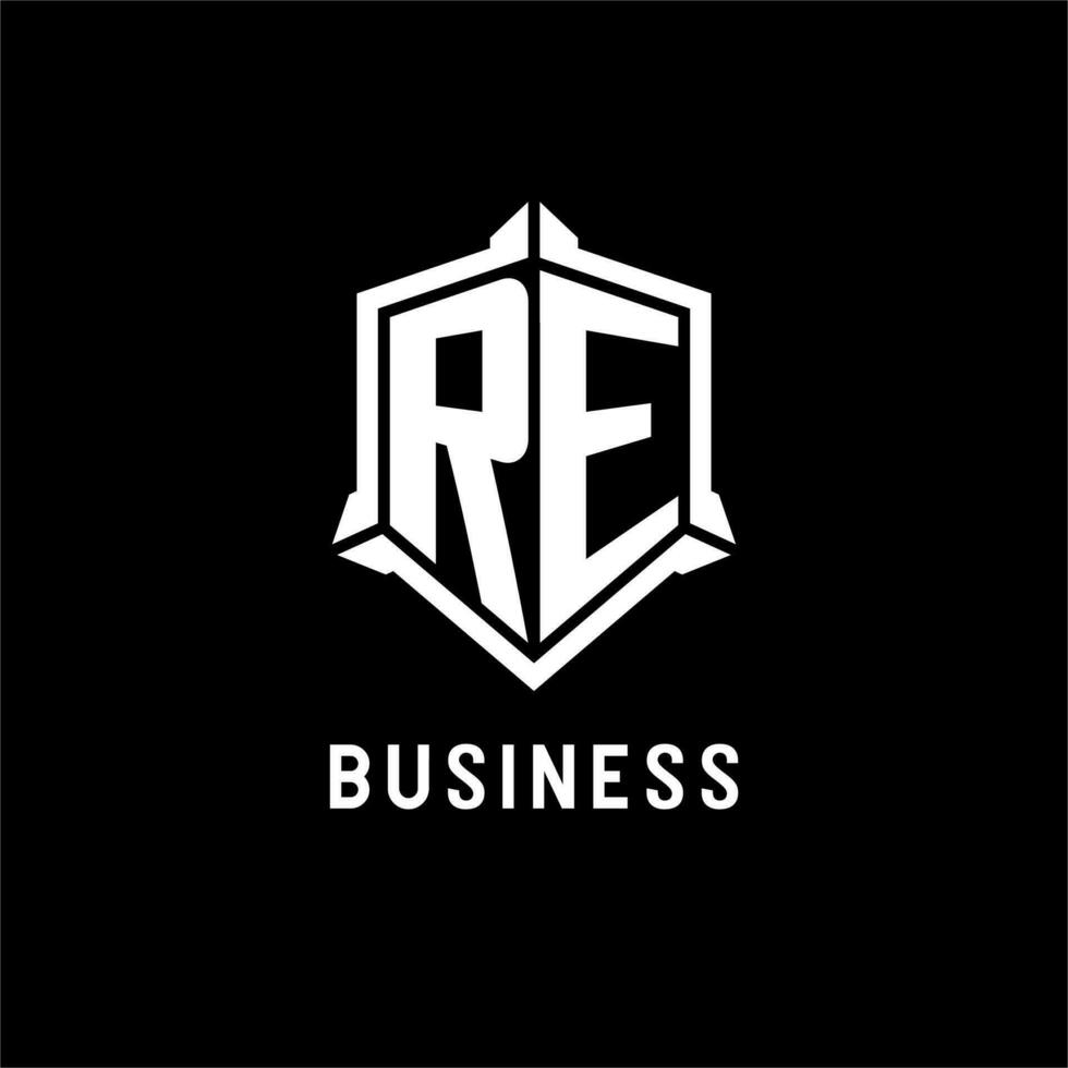 Re Logo Initiale mit Schild gestalten Design Stil vektor