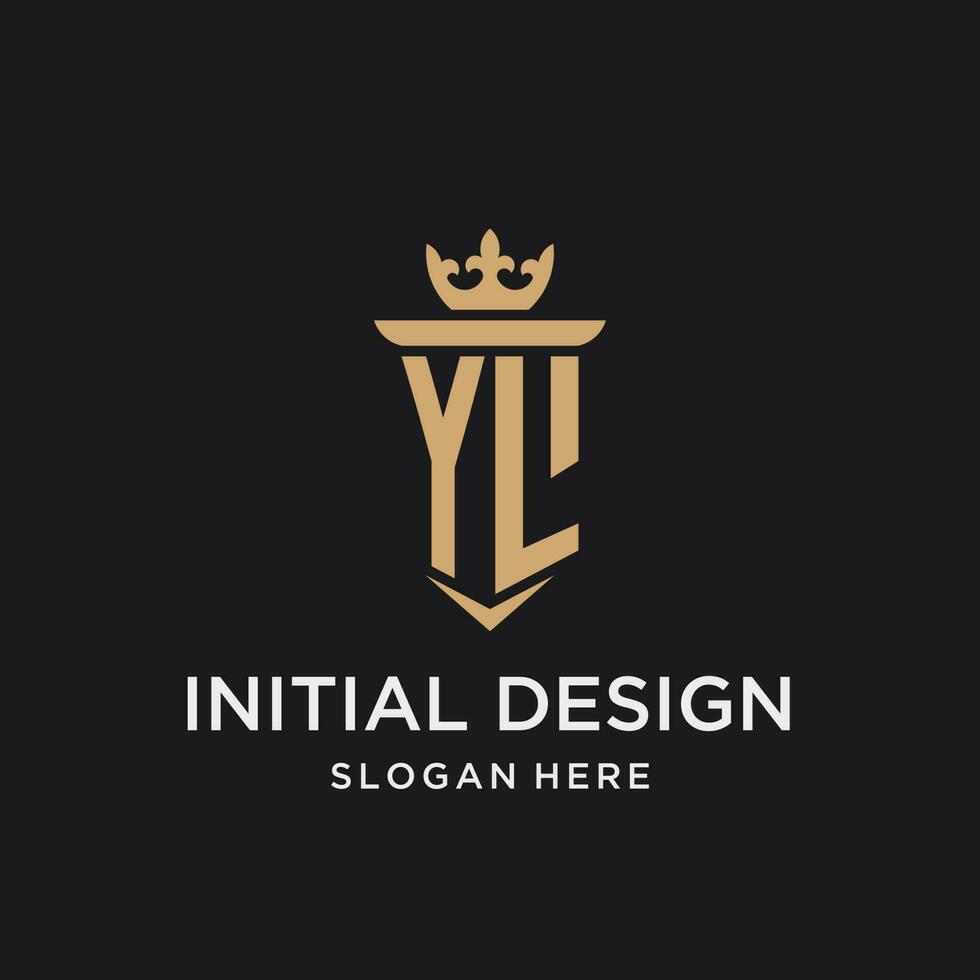 yl Monogramm mit mittelalterlich Stil, Luxus und elegant Initiale Logo Design vektor