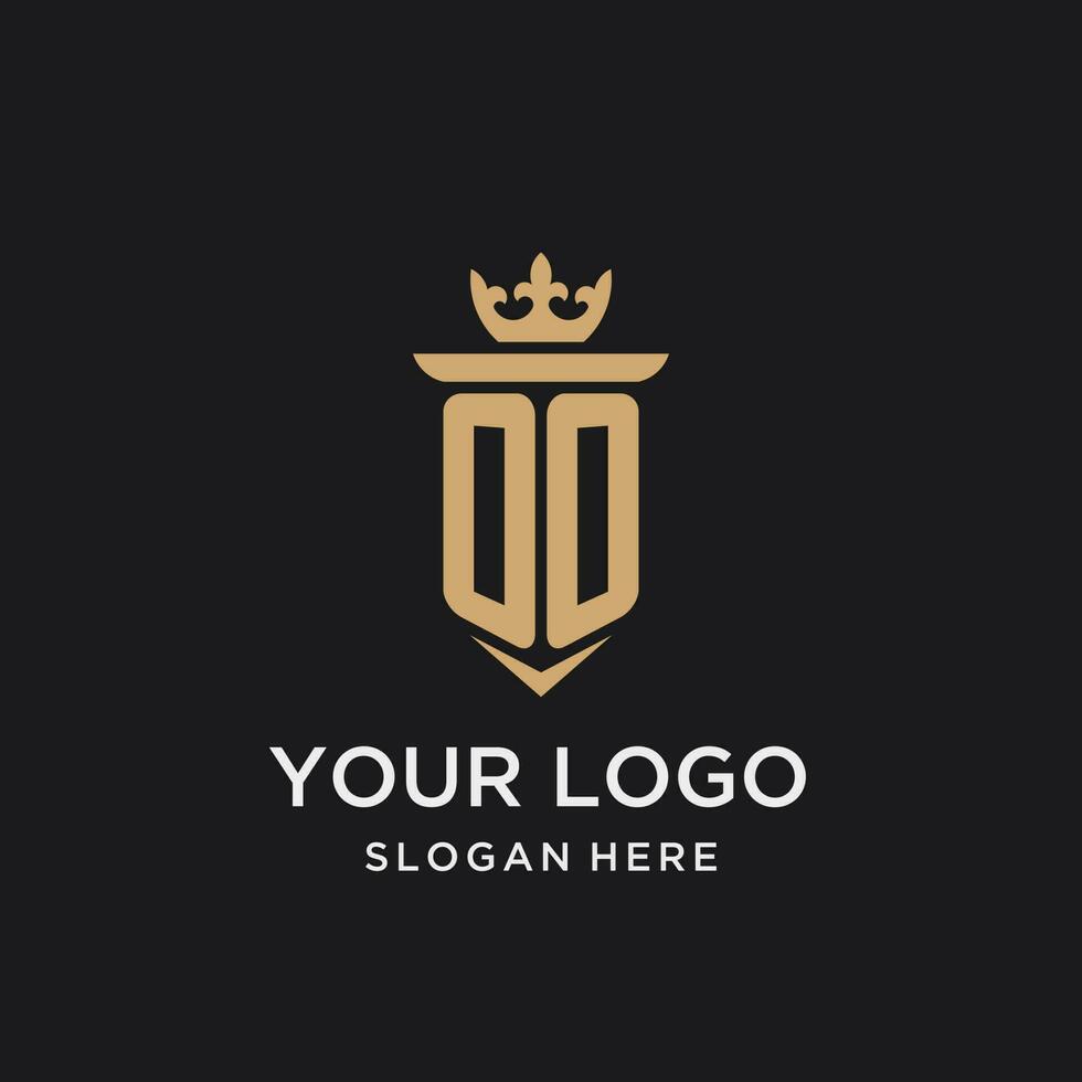 oo monogram med medeltida stil, lyx och elegant första logotyp design vektor
