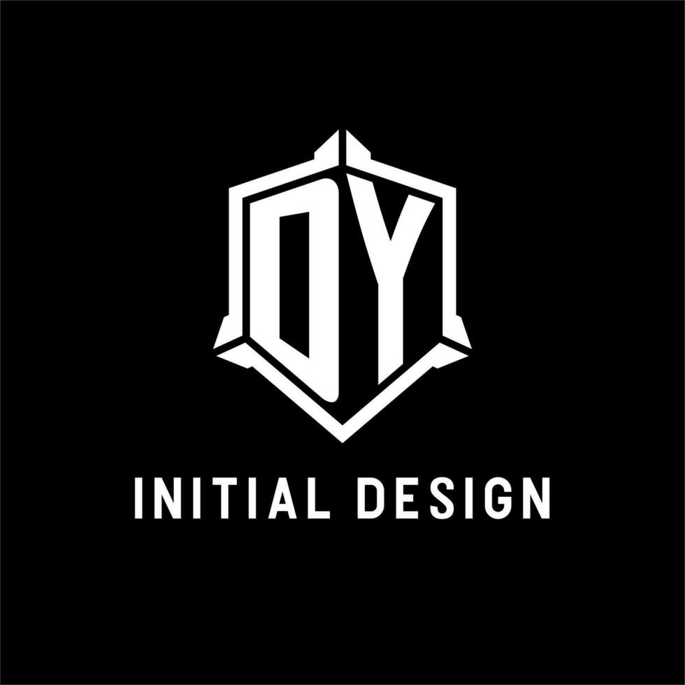 dy Logo Initiale mit Schild gestalten Design Stil vektor